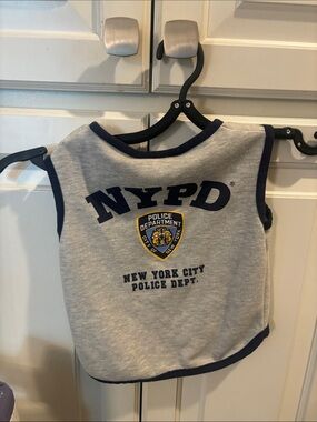 NYPD Pet Tank Top in Gray with Navy Trim